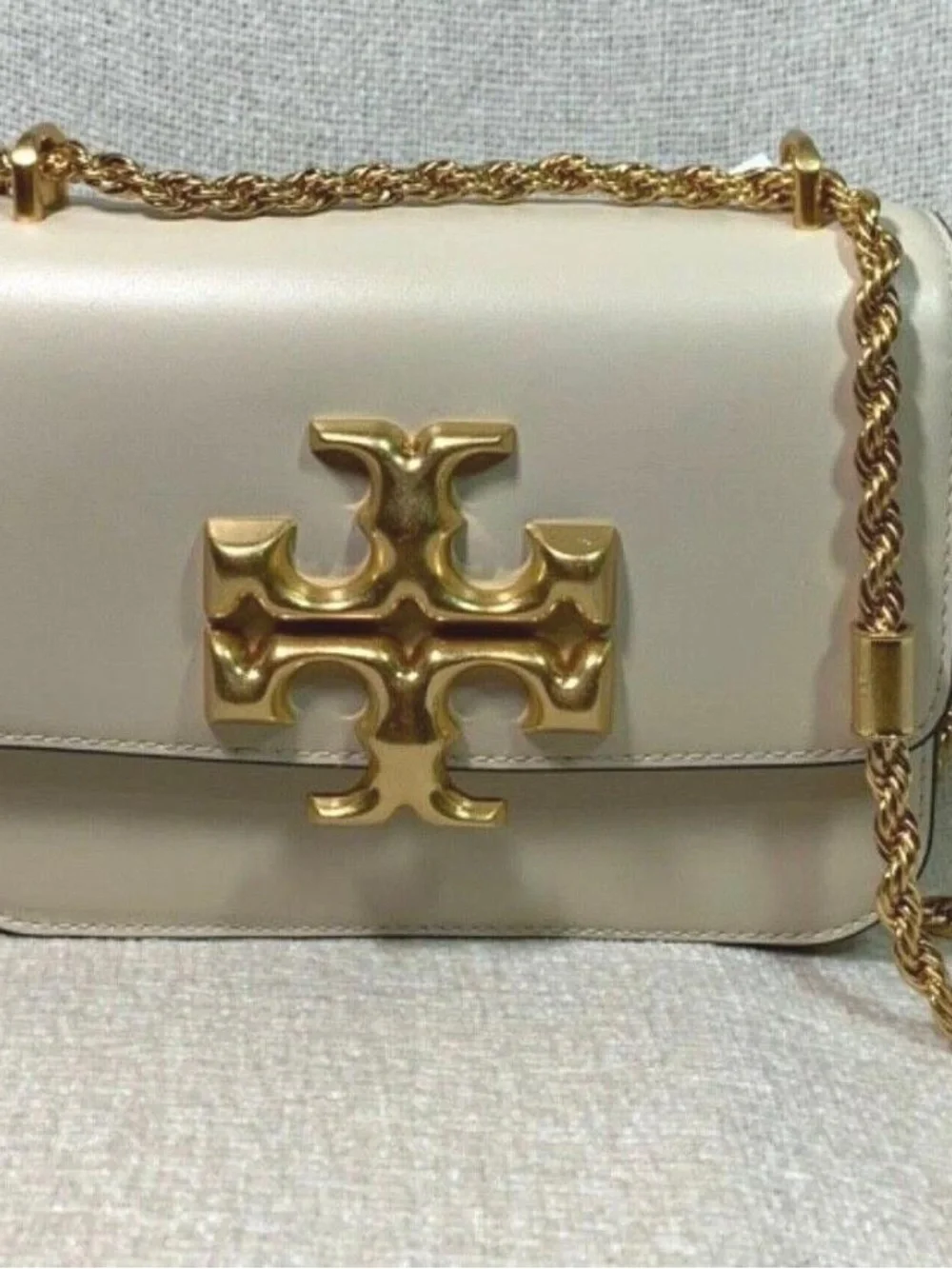 Tory Burch Ivory Fleming Convertible Shoulder Bag with Gold Hardware